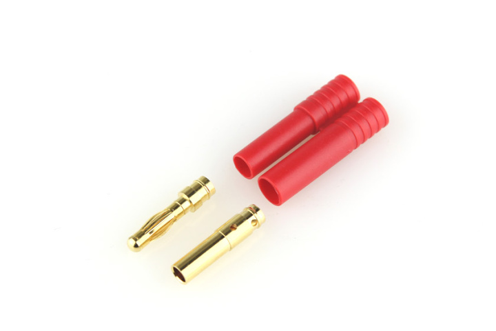 4mm HTX Rundstecker vergoldet mit Gehäuse rot -verpolsicher-