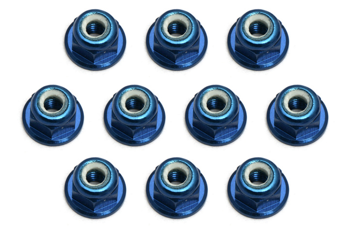 FT Locknuts, 3 mm, flanged, blue aluminum