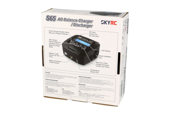 SkyRC S65 AC Ladegerät LiPo 2-4s 6A 65W Entladen 2A 10W