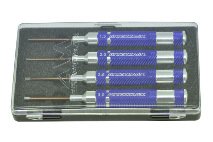 ARROWMAX Mini Innensechskantschlüssel-Set 1,5, 2,0, 2,5, 3,0 x 45mm (4Stck.) in Sortierbox